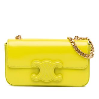 Celine Pre-owned Celine Calfskin Cuir Triomphe Chain Shoulder Bag Ladies U-CU-0282