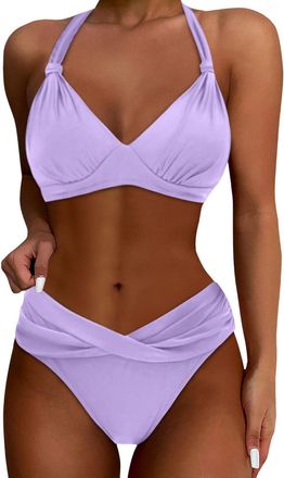 Generic Womens Bikini Sets Two Piece Swimwear Push Up High Waisted Swimming Costume for Older Women Tummy Control Swimsuits Bikini Tops Plus Size Bathing Suit