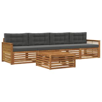 vidaXL Conjunto De Sof&aacute;s De Exterior 5 Pcs Natural Y Antracita Vidaxl