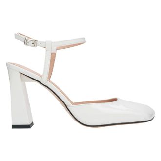 Estro & Luminara Schoenen, Dames, Wit, 40 EU, Leer, Sandalen met blokhak van lakleer