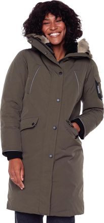 Alpine North LAURENTIAN - Vegan Down Long Parka Winter with Faux Fur Hood in Olive at Nordstrom, Size X-Large