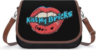 Generic Kiss My Bricks Crossbody Bags for Women Fashion Leather Shoulder Handbags With Adjustable Strap