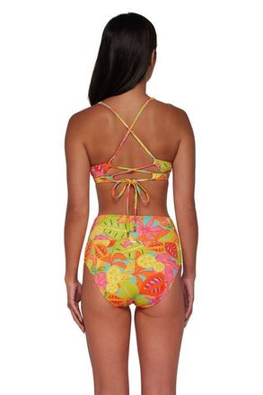 Sunsets Hannah High Waist Bikini Swim Bottoms in Citrus Grove Sandbar Rib at Nordstrom, Size X-Large