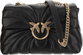 Pinko Classic Love Puff Butterfly Bag - Dames - Schoudertassen - Zwart - ONE Size - Leer - Tassen