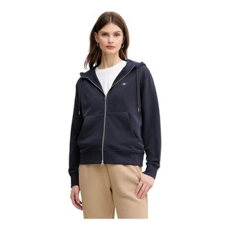GANT Hoodies & sweatvesten, Dames, Blauw, S, Katoen, Shield Zip Hoodie