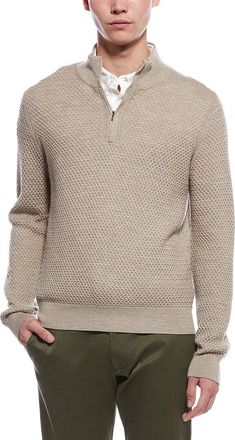 Bruno Magli Textured 1/4-Zip Merino Wool Mock Neck Sweater