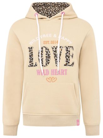 Zwillingsherz Hoodie ZWILLINGSHERZ Wild Love, Damen, Gr. L/XL (L/XL), beige, Sweatware, Obermaterial: 50% Baumwolle, 50% Polyester, unifarben mit Farbeinsatz, comfo