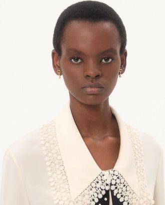 Valentino Garavani Orecchini Ovalette In Metallo, Perle E Cristalli Swarovsky Donna ORO UNI