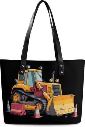 Generic Bu-lldozers Engineering Vehicle Tote Bags for Women Cute Shoulder Purses Handbags