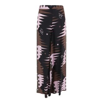 Pucci Zijden broek met Valdimontone print - Dames - Wijde Broeken - Veelkleurig - M - Broeken