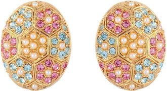 Susan Caplan Vintage x Dorlan 1980s crystal-embellished earrings - women - 22kt Gold Plated Brass/Swarovski Crystal - One Size