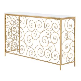 Dmora Consola Goris, Un Estante, Estructura De M&aacute;rmol, Color Estante Blanco, 140x36x82h Cm Blanco