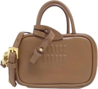 Miu Miu Pre-owned Softy Shoulder Bag - Dames - Vintage Mini Tas - Bruin - ONE Size - Leer - Vintage