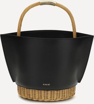 sacai Borsa a Mano in pelle e rattan Woman UNI