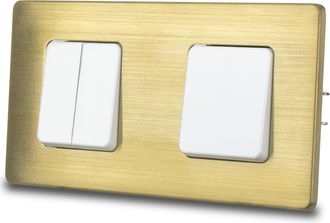 OEM Interruptor De Luz Para Escaleras Triple Blanco, Acero Cepillado, Lat&oacute;n Pvd