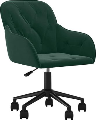 vidaXL Silla De Oficina Giratoria De Terciopelo Verde Oscuro Vidaxl
