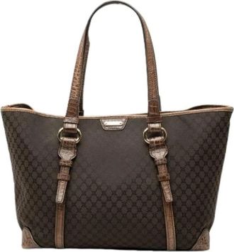 Celine Pre-owned Vintage Canvas Tote Bag - Dames - Vintage Shopper - Bruin - ONE Size - Leer - Vintage