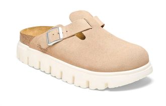Birkenstock Womens Papillio Boston Chunky Suede Clogs In Warm Sand