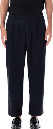 Universal Works Relaxed Black Oxford Pants with Adjustable Waist and Functional Pockets