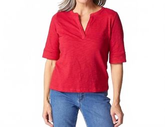 Habitat Pebble Split Neck Tee In Ruby