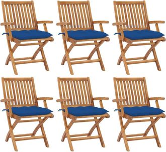 vidaXL Sillas De Jard&iacute;n Plegables 6 Uds Madera Maciza Teca Con Cojines Vidaxl