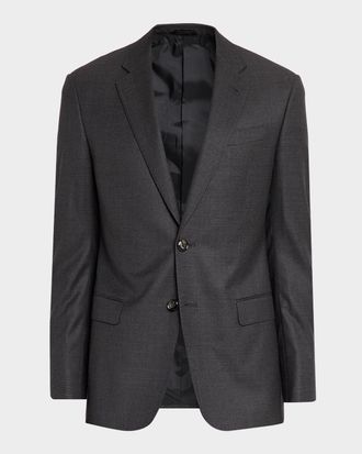 Giorgio Armani Men & apos;s Soft Line Wool Micro-Check Single-Breasted Sport Coat