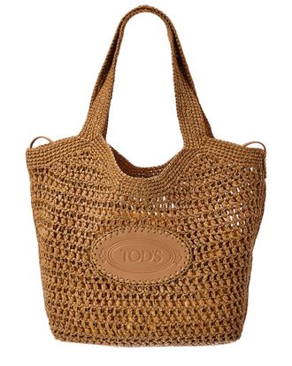 Tod's Tods Logo Medium Raffia Tote