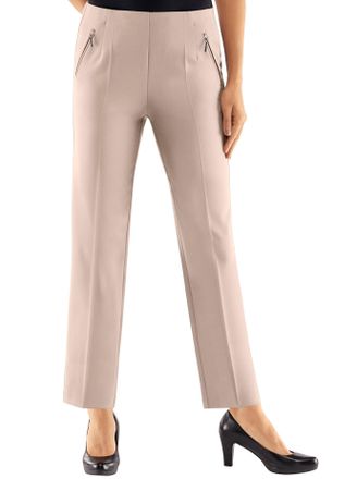 Adelina Schlupfhose ADELINA, Damen, Gr. 38, Normalgr&ouml;ssen, beige, 88% Polyester, 12% Elasthan, unifarben, lang, Hosen Schlupfhose