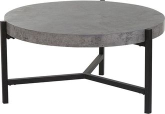 Beliani Beliani - Mesa De Centro Con Tablero De Madera Gris Patas De Metal Negro 70 Cm Redonda Moderna Para Sal&oacute;n Industrial Bonita