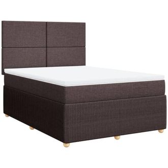 vidaXL Vidaxl - Cama Box Spring Con Colch&oacute;n Tela Marr&oacute;n Oscuro 160x200 Cm