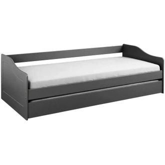 ebuy24 Letto Singolo 90x200 Salvaspazio Struttura Grigio con Cassettone Estraibile
