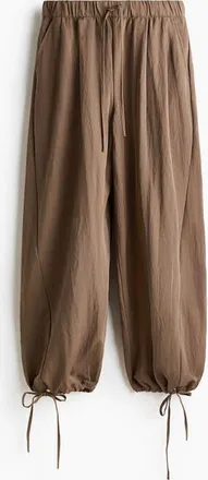 H&M Tie-detail Balloon-leg Pants in Dark Beige at Nordstrom, Size 10