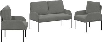 vidaXL Juegos De Sof&aacute;s 3 Uds. Gris Oscuro Madera Contrachapada Vidaxl