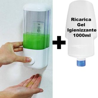 Trade Shop Trade Shop - Dispenser Per Gel Igienizzante Mani A Muro Con Ricarica Inclusa Da 1000ml 1 Lt