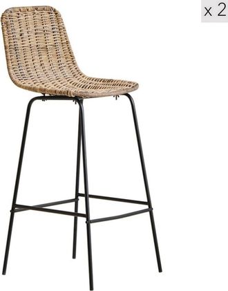 Nordlys Set 2 taburetes en acero y fibras marrón