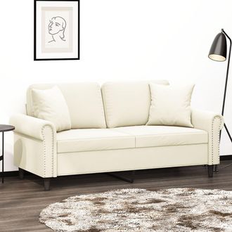 vidaXL Sof&aacute; De 2 Plazas Con Cojines Terciopelo Color Crema 140 Cm Vidaxl