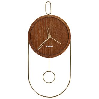 Beliani Beliani - Reloj De Pared Decoraci&oacute;n Colgante 20 X 45 Cm Dise&ntilde;o Sin N&uacute;meros P&eacute;ndulo Mdf Madera Oscura Sierre