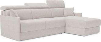 Divani.Store Miryam Sof&aacute; Cama Esquinero Con Reposacabezas Reclinables En Tejido Antimanchas T31 232 Cm Derecho Blanco