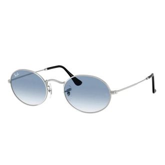 Ray-Ban Stijlvolle Ovale Zonnebril met Blauwe Lenzen - unisex - Zonnebrillen - Grijs - 51 MM - Accessoires