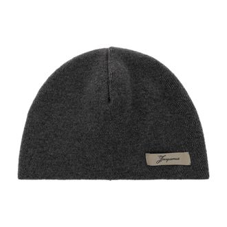 Jacquemus Wool Beanie Chevron - unisex - Accessoires - Grijs - Maat: ONE Size Wol