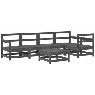 vidaXL Mesa Y Taburetes Altos Jard&iacute;n 6 Pzas Madera Maciza De Pino Gris Vidaxl