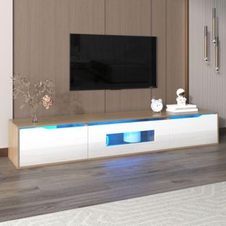 Blossom Mobile TV con LED, Credenza a scomparti, 3 Cassetti e 3 Spazi di Archiviazione, 180x50x38 cm - Bianco