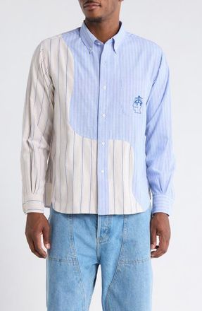 Brain Dead x Brooks Brothers California Panelled Oxford Button-Down Shirt in Light Blue at Nordstrom, Size Xx-Large