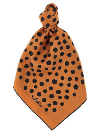 Valentino Garavani Brown Black Polka Dot Scarf