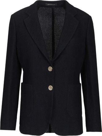 Sartoria Latorre Single-breasted Gebreide Katoenen Blazer - Dames - Blazers - Blauw - 2XS - Katoen - Jassen