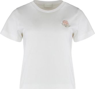 Moncler T-shirt van katoen met ronde hals - Dames - T-shirts - Wit - XS - Katoen - Tops