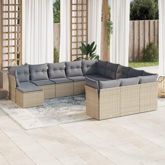 vidaXL Set De Sof&aacute;s De Jard&iacute;n 12 Pzas Y Cojines Rat&aacute;n Sint&eacute;tico Marr&oacute;n Vidaxl