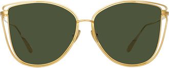 Linda Farrow DINAH LFL1422 C3 Womens Sunglasses Gold Size 59