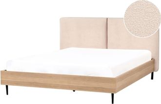 Beliani Cama matrimonial de tejido beige 160x200