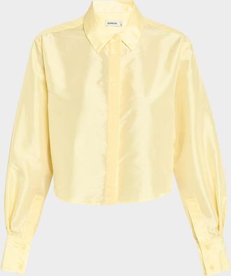 SIMKHAI Renata Cropped Satin Blouse